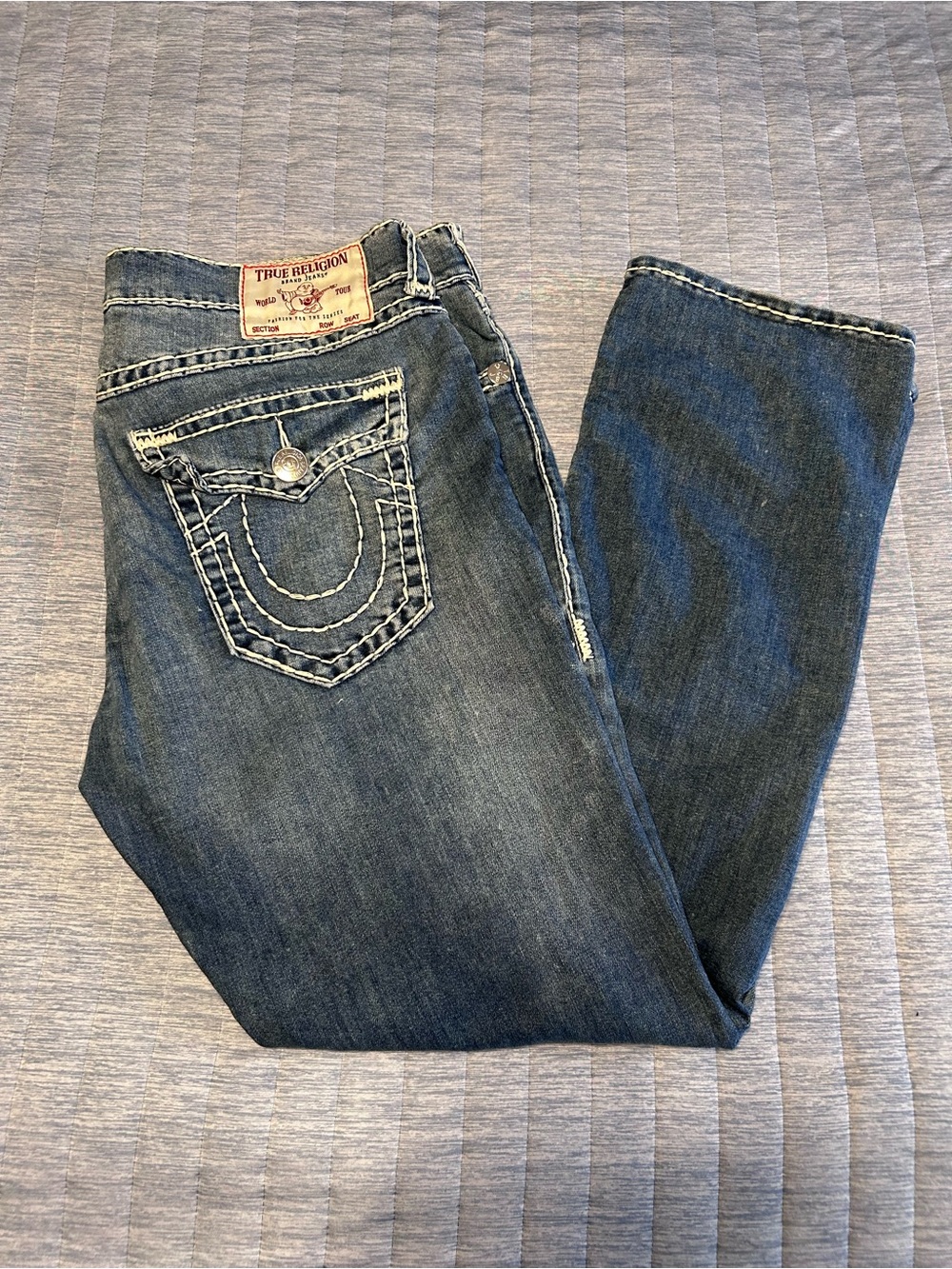 Men’s True Religion Ricky Relaxed Straight Jeans with Contrast Stitching